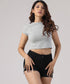 High-Rise Frayed Jean Black Shorts